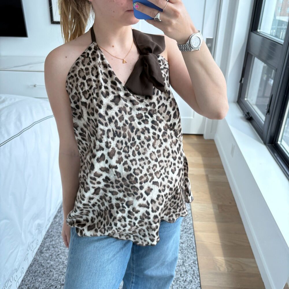 NWT Swoon Cowl Back Leopard Halter Top Medium